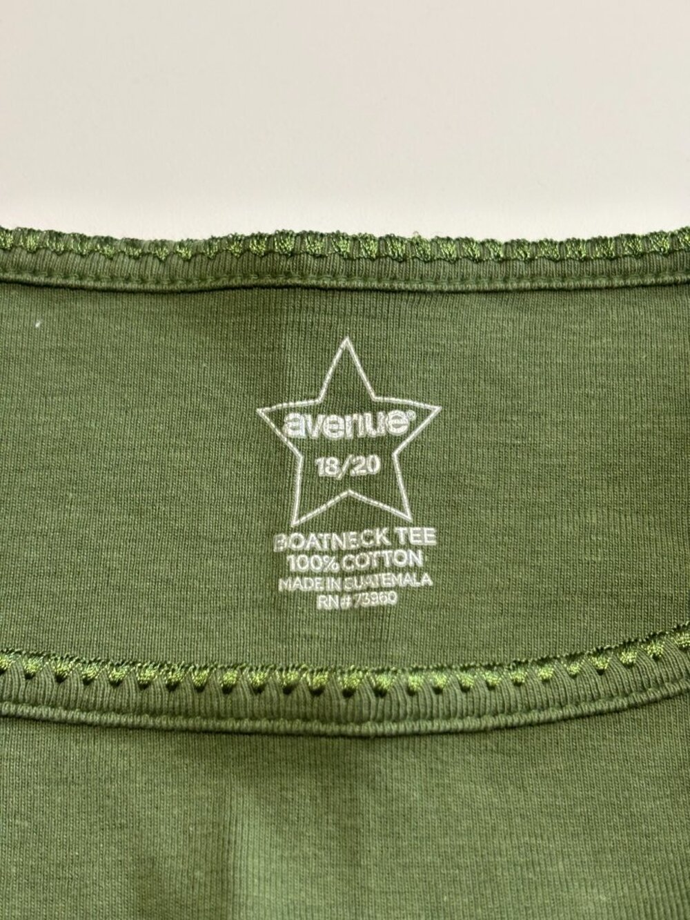 AVENUE GREEN EARTH TONE BOATNECK COTTON LONG SLEEVE T-SHIRT - Picture 3 of 4